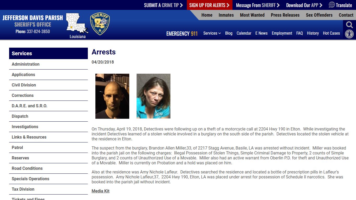 Arrests - Jefferson Davis Parish Sheriff's Office